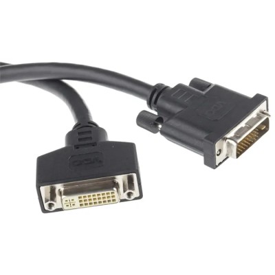 RS PRO Male DVI-D Dual Link to Female DVI Cable 5m Black Sheath 104-910-005