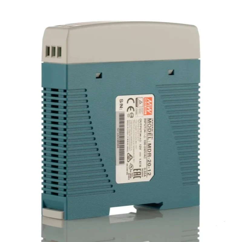 MEAN WELL Switched Mode DIN Rail Power Supply 264V AC Input 13.2V DC, 1.67A Output, 20W MDR-20-12