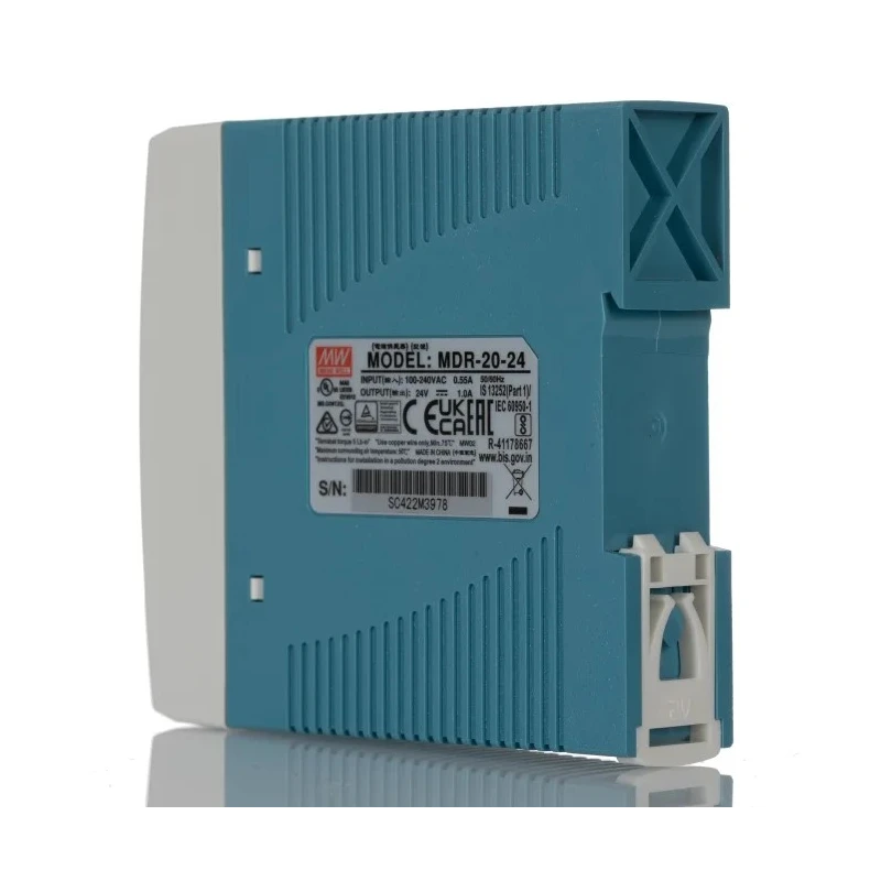 MEAN WELL MDR Switched Mode DIN Rail Power Supply 264V AC Input 26.4V DC Output 1A 20W MDR-20-24