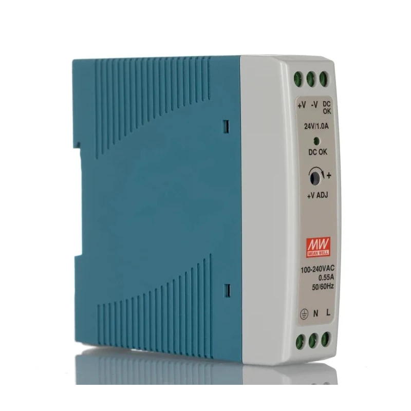 MEAN WELL MDR Switched Mode DIN Rail Power Supply 264V AC Input 26.4V DC Output 1A 20W MDR-20-24