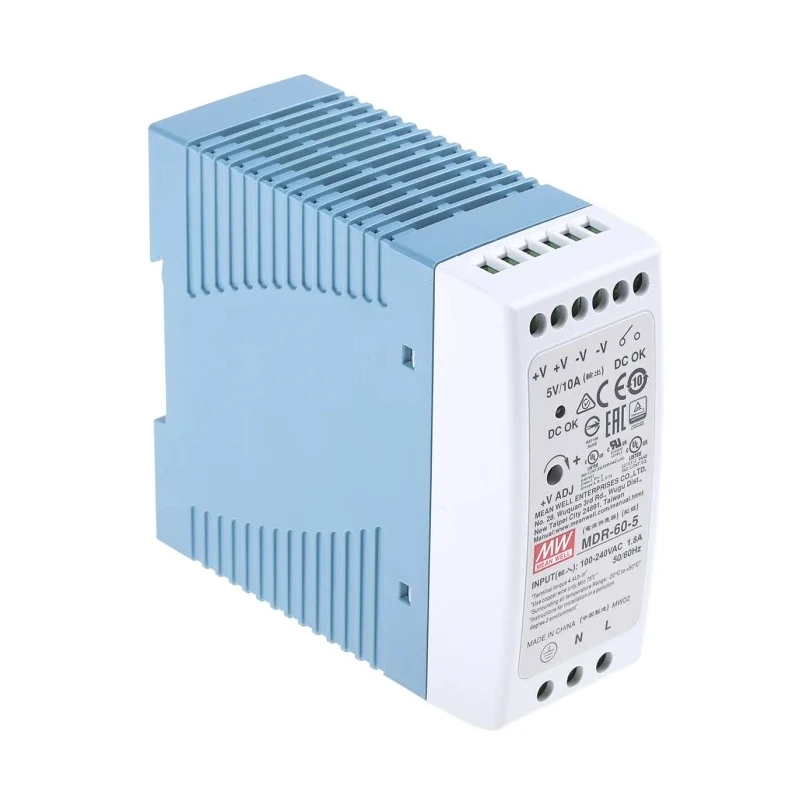 MEAN WELL Switched Mode DIN Rail Power Supply 1 Phase 264V AC Input 6V DC Output 10A 60W MDR-60-5