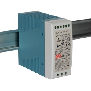 MEAN WELL MDR Switched Mode DIN Rail Power Supply 1 Phase AC Input 85-264 V, 30 V DC Output, 1.7 A, 40 W MDR-40-24
