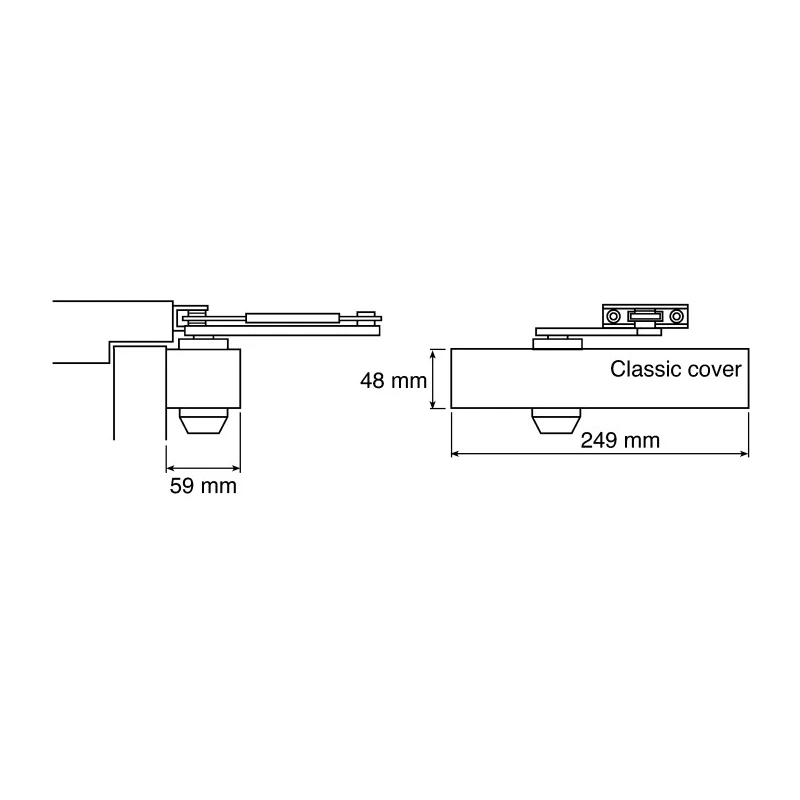 Briton Silver Overhead Adjustable Door Closer , Hold Open, Fire Door Compatible, Maximum Door Width 1.1m 80kg Load 2003V.SES
