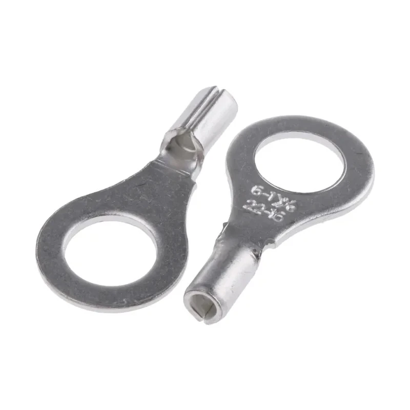 RS PRO Uninsulated Crimp Ring Terminal M6 Stud Size, Red, 22 AWG to 16 AWG Wire Size 433-006