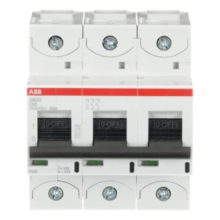 ABB High Performance S800S Miniature Circuit Breaker, 3-Pole, 63A, Type D, 690V AC, 250V DC, 50 kA 2CCS863001R0631 S803S-D63