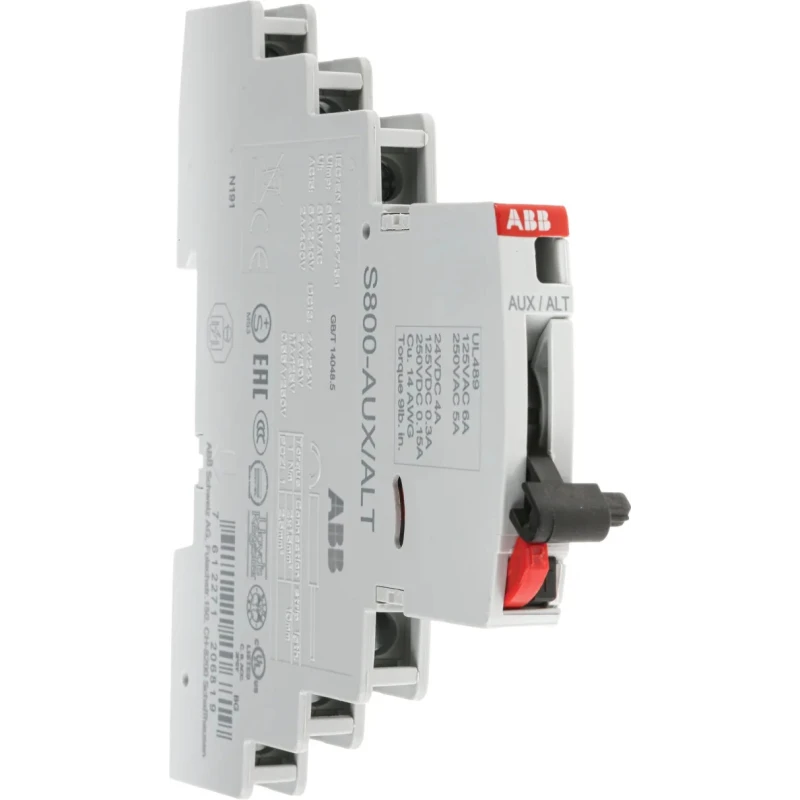 ABB Auxiliary Contact, 2 Contact, 2 NC/2 NO, 6 A AC, 250 V DC, 400 V AC, DIN Rail Mount, S800-AUX