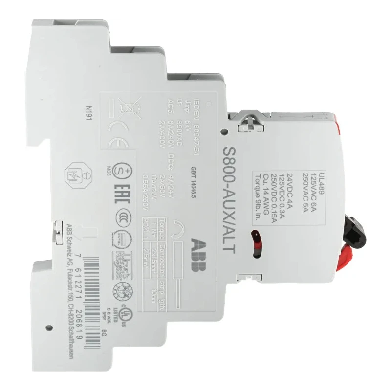 ABB Auxiliary Contact, 2 Contact, 2 NC/2 NO, 6 A AC, 250 V DC, 400 V AC, DIN Rail Mount, S800-AUX
