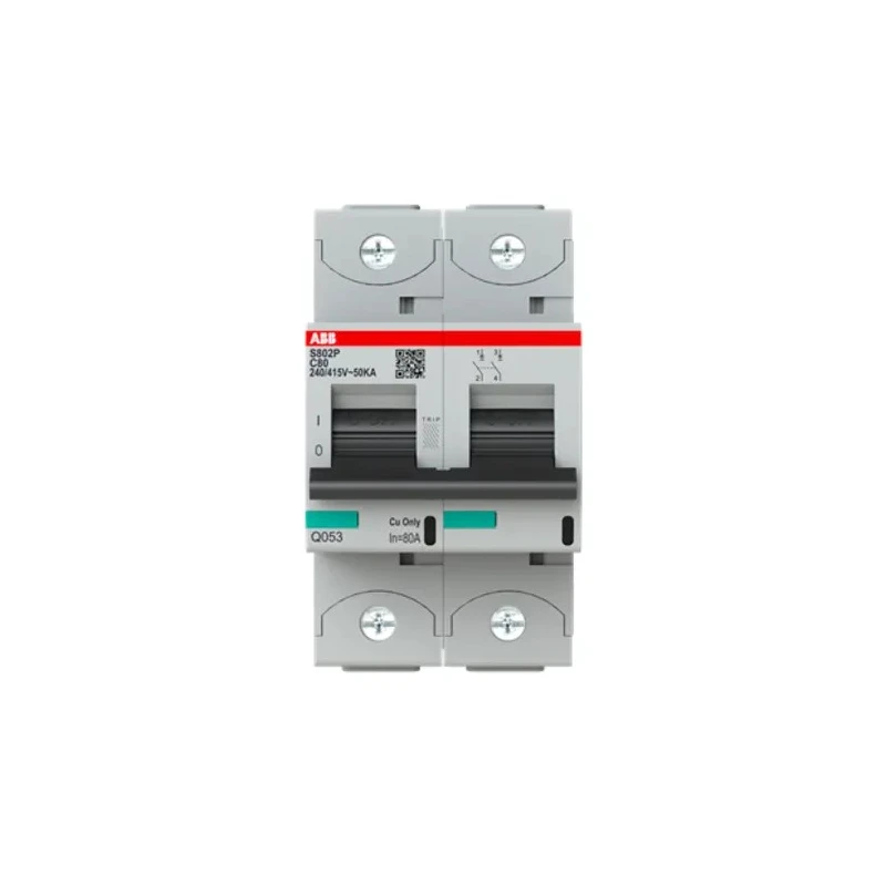ABB High Performance S800N 2-Pole Miniature Circuit Breaker, 80A, Type C, 690V AC, 250V DC, 36kA Breaking 2CCG001229R0001