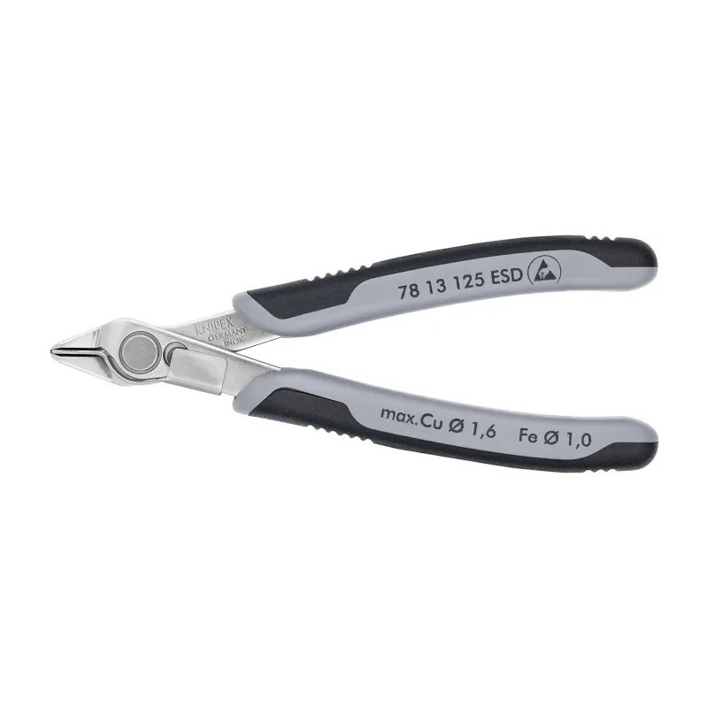 Knipex Super Knips® Flush ESD Safe Side Cutter 125mm Stainless Steel Jaw 1.6mm Cutting Capacity 78 13 125 ESD