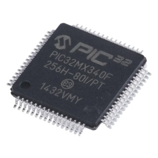 Microchip 32-Bit PIC32MX Microcontroller 80 MHz, 12 kB RAM, 256 kB FLASH, 64-Pin TQFP PIC32MX340F256H-80I/PT