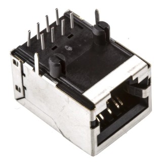 Bel-Stewart SS-71 Series Cat5e Shielded Right Angle Female RJ45 Connector Through Hole 1 Port 8 Way 