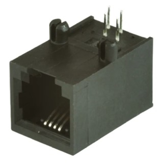 Bel-Stewart SS-64 Series RJ14 Female Modular Jack Ethernet Connector Cat3 UTP Shield Right Angle Through Hole 6 Way RJ14