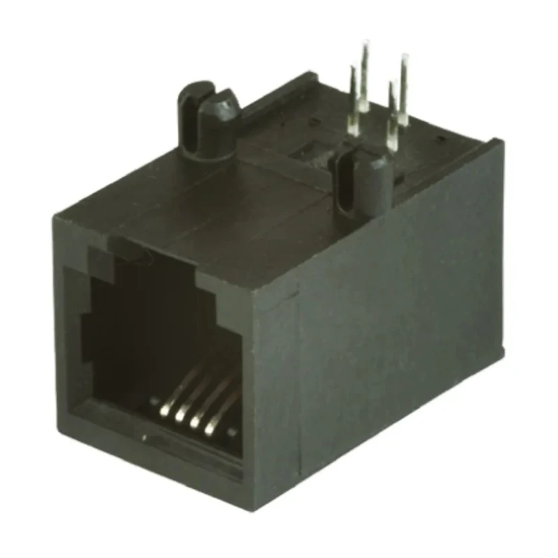 Bel-Stewart SS-64 Series RJ14 Female Modular Jack Ethernet Connector Cat3 UTP Shield Right Angle Through Hole 6 Way RJ14