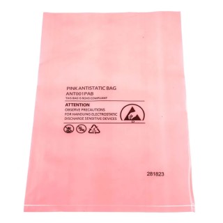 RS PRO Anti-Static Bag 205mm(W) x 305mm Pink Heat Seal 100 Per Pack 287-7903