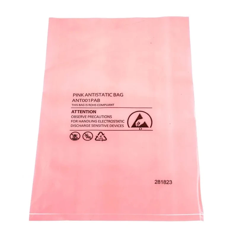 RS PRO Anti-Static Bag 205mm(W) x 305mm Pink Heat Seal 100 Per Pack 287-7903