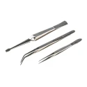 Bernstein Steel ESD Safe Tweezer Set 3 Piece, Anti-Magnetic, Anti-Acid, Solder Adhesion Resistant, Max Temp 1677°C 5-110