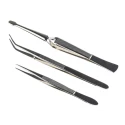 Bernstein Steel ESD Safe Tweezer Set 3 Piece, Anti-Magnetic, Anti-Acid, Solder Adhesion Resistant, Max Temp 1677°C 5-110