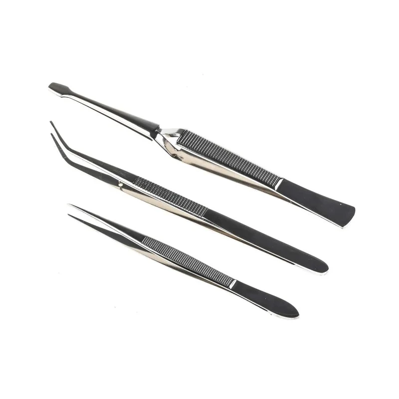 Bernstein Steel ESD Safe Tweezer Set 3 Piece, Anti-Magnetic, Anti-Acid, Solder Adhesion Resistant, Max Temp 1677°C 5-110