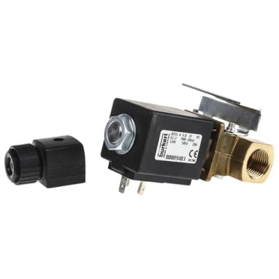 Burkert 0255 Series 2 Port Normally Closed Solenoid Valve, 110V AC, Brass Body, 1/2 in G Thread, 12.7 mm Outlet, Model 089403