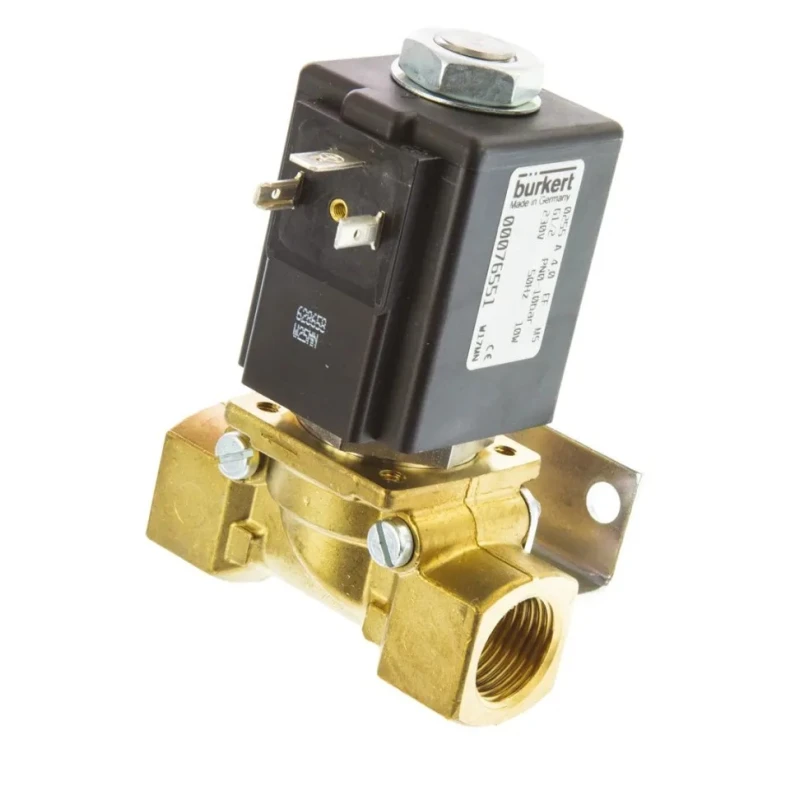 Burkert 2 Port NC Brass Body Solenoid Valve 230V AC, 1/4 in G, 12.7 mm Orifice Diameter 4mm 076551