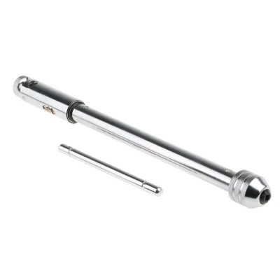 RS PRO Steel Long Ratchet Tap Wrench Chrome Finish 290mm Length Thread Size M5 to M12 444-924