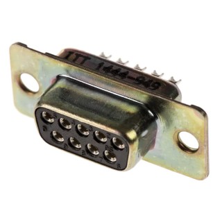 ITT Cannon 9 Way 2.84 mm Pitch Panel Mount D-Sub Connector, Female, Gold Over Nickel Contacts D3HC-MP-M