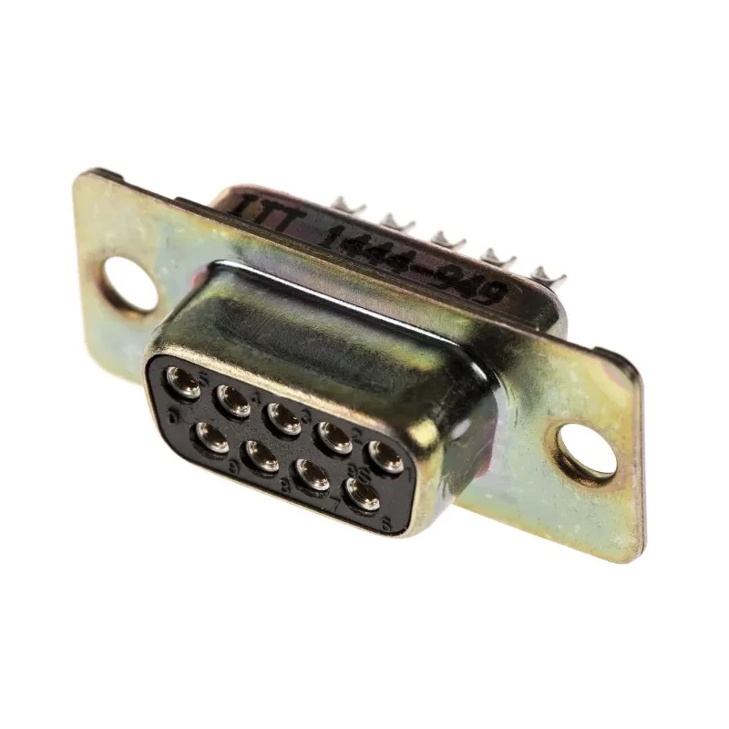 ITT Cannon 9 Way 2.84 mm Pitch Panel Mount D-Sub Connector, Female, Gold Over Nickel Contacts D3HC-MP-M