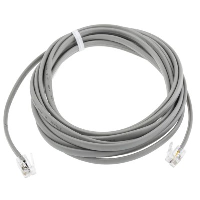 RS PRO Male RJ9 to Male RJ9 Telephone Extension Cable, Grey Sheath, 3 m 446-658