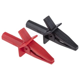 RS PRO Red and Black Insulated Crocodile Clip Nickel Plated Steel Contact 20A Current 446-967
