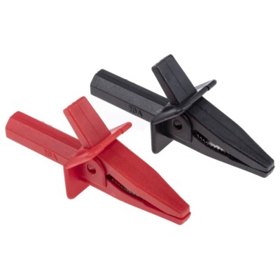 RS PRO Red and Black Insulated Crocodile Clip Nickel Plated Steel Contact 20A Current 446-967