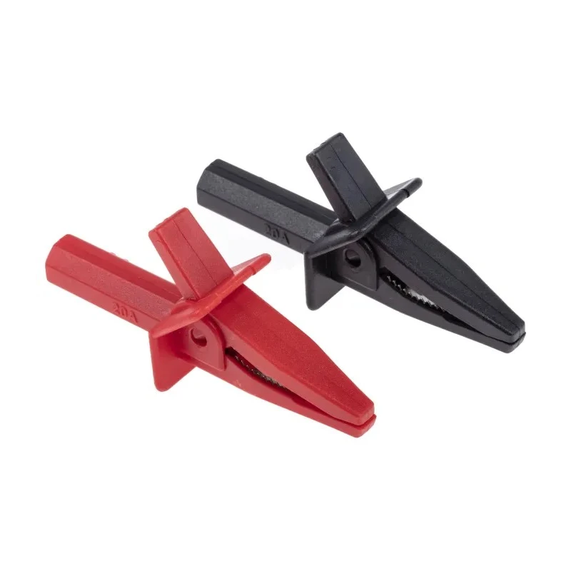 RS PRO Red and Black Insulated Crocodile Clip Nickel Plated Steel Contact 20A Current 446-967