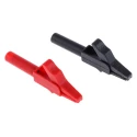 Staubli Black and Red Insulated Crocodile Clip Brass Contact 15A 11mm Jaw Opening 24.0157-22 24.0157-21