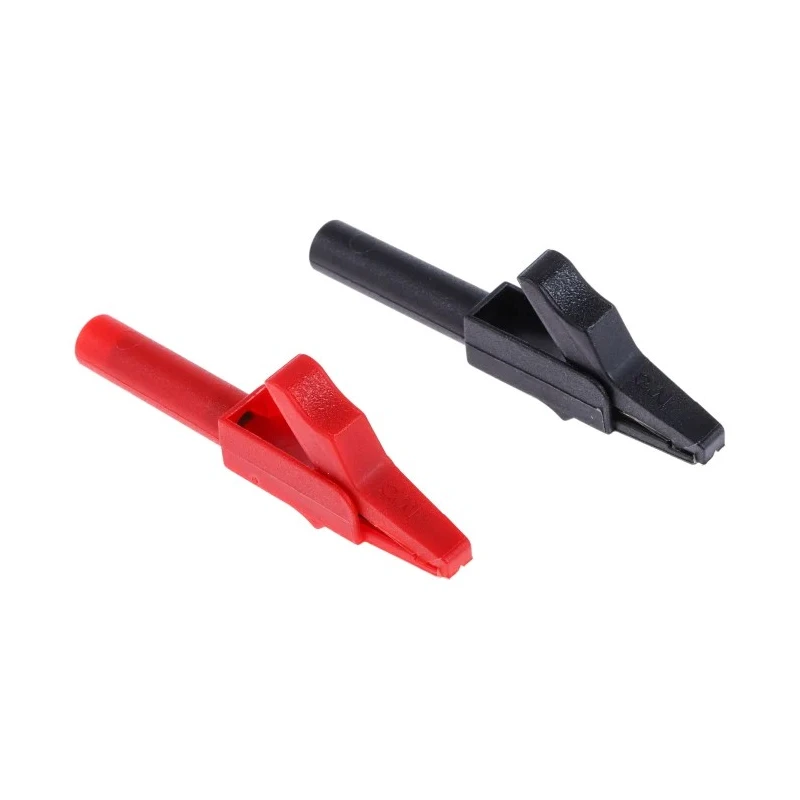 Staubli Black and Red Insulated Crocodile Clip Brass Contact 15A 11mm Jaw Opening 24.0157-22 24.0157-21