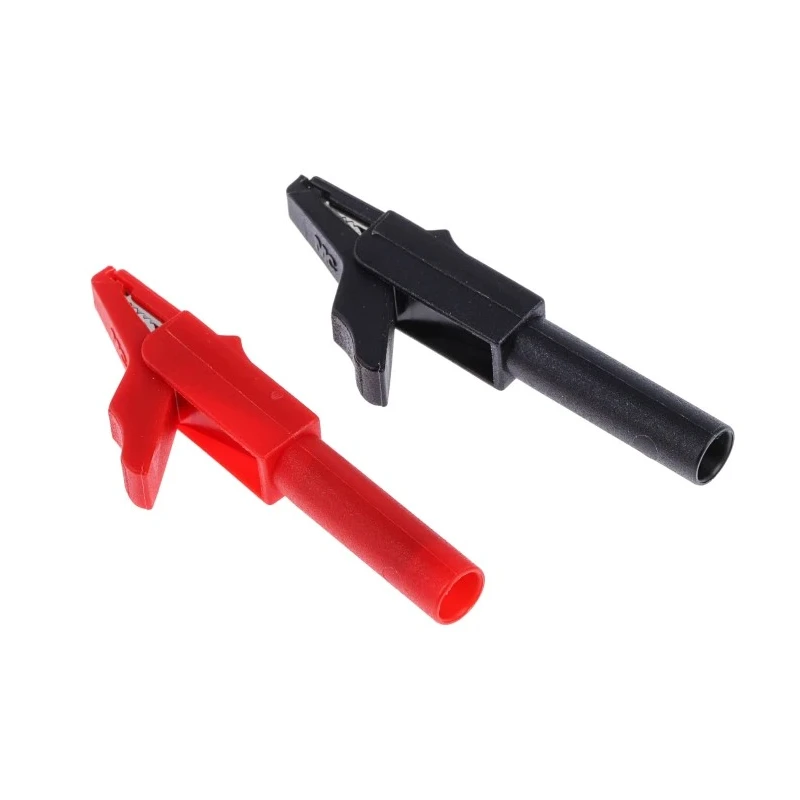 Staubli Black and Red Insulated Crocodile Clip Brass Contact 15A 11mm Jaw Opening 24.0157-22 24.0157-21