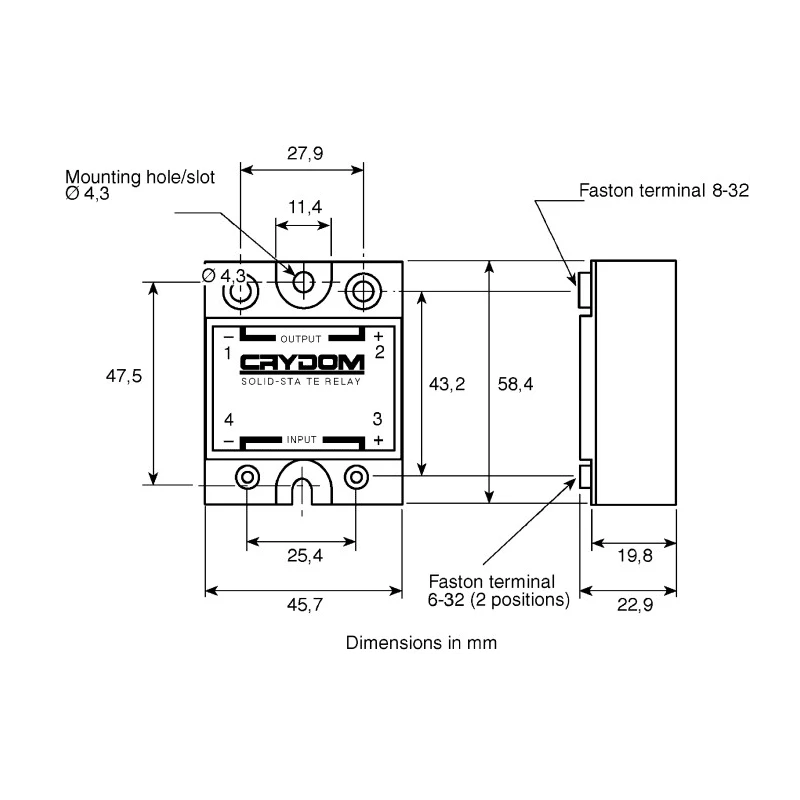 Crydom 1-DC Series Solid State Relay Panel Mount 7A Load 500V Load 32V Control D5D07