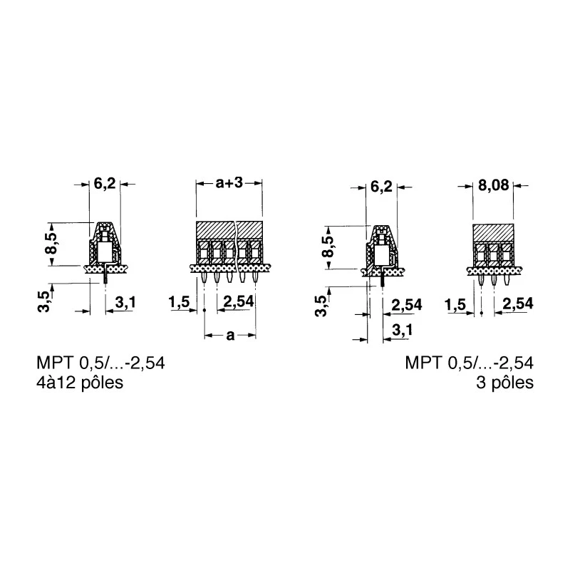 Phoenix Contact PCB Terminal Block MPT 0.5/12-2.54, Straight, 12 Contact, 2.54 mm Pitch, 400V, 8A 1725753