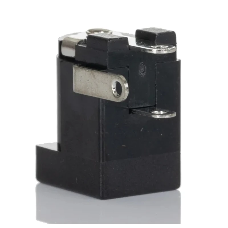 RS PRO Right Angle DC Power Socket Female, 1A Current, 12V Voltage, PCB Mount, Length 14.5mm, Nickel Plated 448-382
