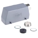 EPIC Heavy Duty Power Connector Hood 24+E Pole Format Aluminium Alloy IP65 PG21 Thread 2 Levers 10113000+12954500