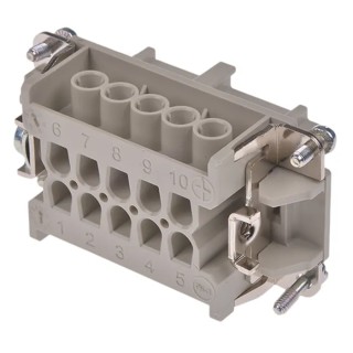 EPIC Heavy Duty Power Connector Module, 16A, H-BE Series Female 10 Contacts, 600V Cable Mount IP65 10193000