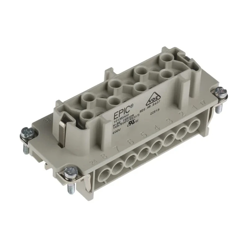 EPIC Heavy Duty Power Connector Module, 16A Current Rating, 600V, H-BE Series Female, 16 Contacts, Cable Mount 10195000