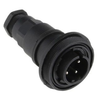 Bulgin Circular Connector 4 Contacts In-Line Standard Plug Male IP68 IP69K Polyamide PX0749/P