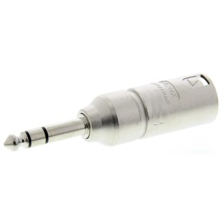 Neutrik Audio Straight AV Adapter Male XLR to 1/4 in Stereo Silver Zinc Housing NA3MP