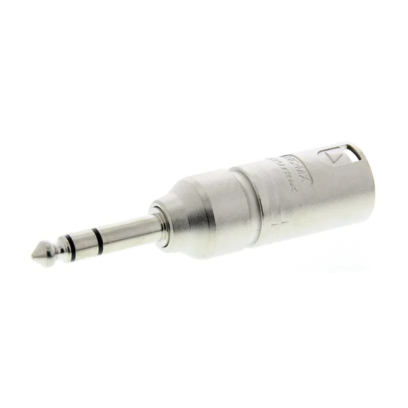 Neutrik Audio Straight AV Adapter Male XLR to 1/4 in Stereo Silver Zinc Housing NA3MP