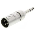 Neutrik Audio Straight AV Adapter Male XLR to 1/4 in Stereo Silver Zinc Housing NA3MP