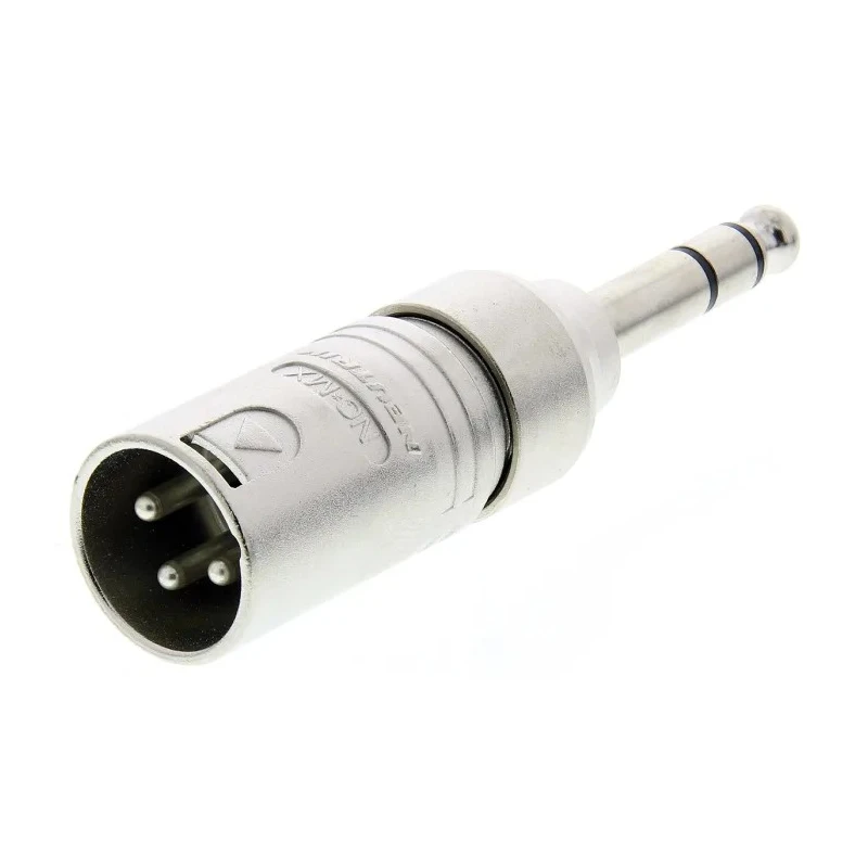 Neutrik Audio Straight AV Adapter Male XLR to 1/4 in Stereo Silver Zinc Housing NA3MP