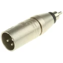 Neutrik AV Adapter Audio Male RCA Straight XLR Connector Zinc Housing Silver NA2MPMM