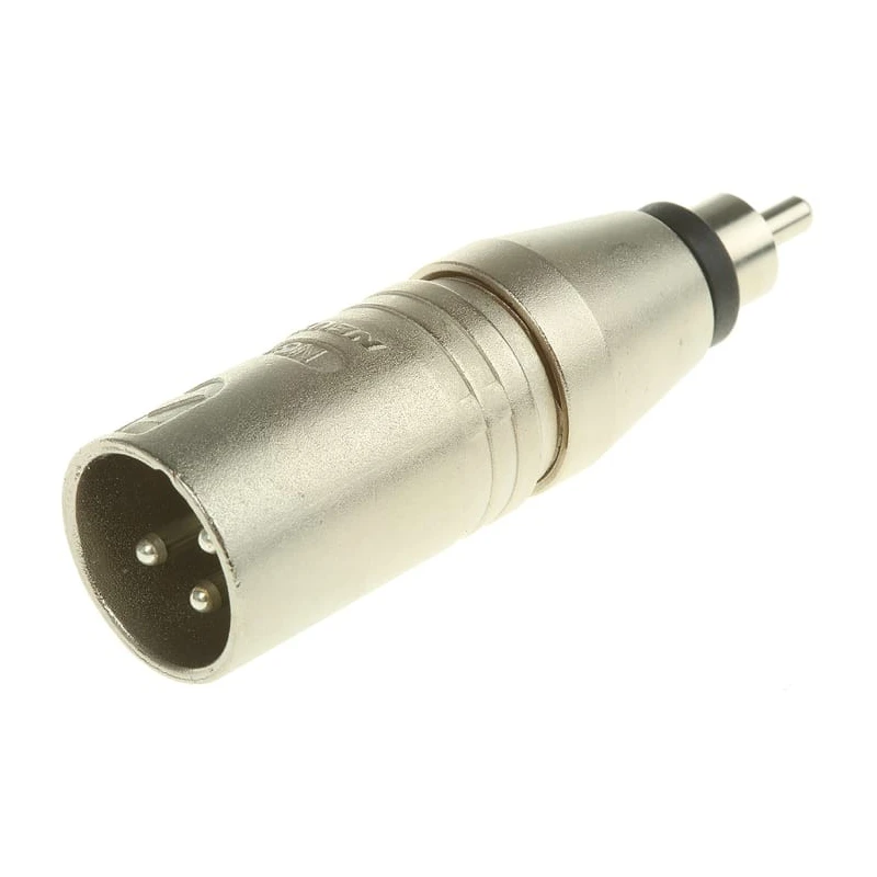 Neutrik AV Adapter Audio Male RCA Straight XLR Connector Zinc Housing Silver NA2MPMM