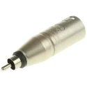 Neutrik AV Adapter Audio Male RCA Straight XLR Connector Zinc Housing Silver NA2MPMM