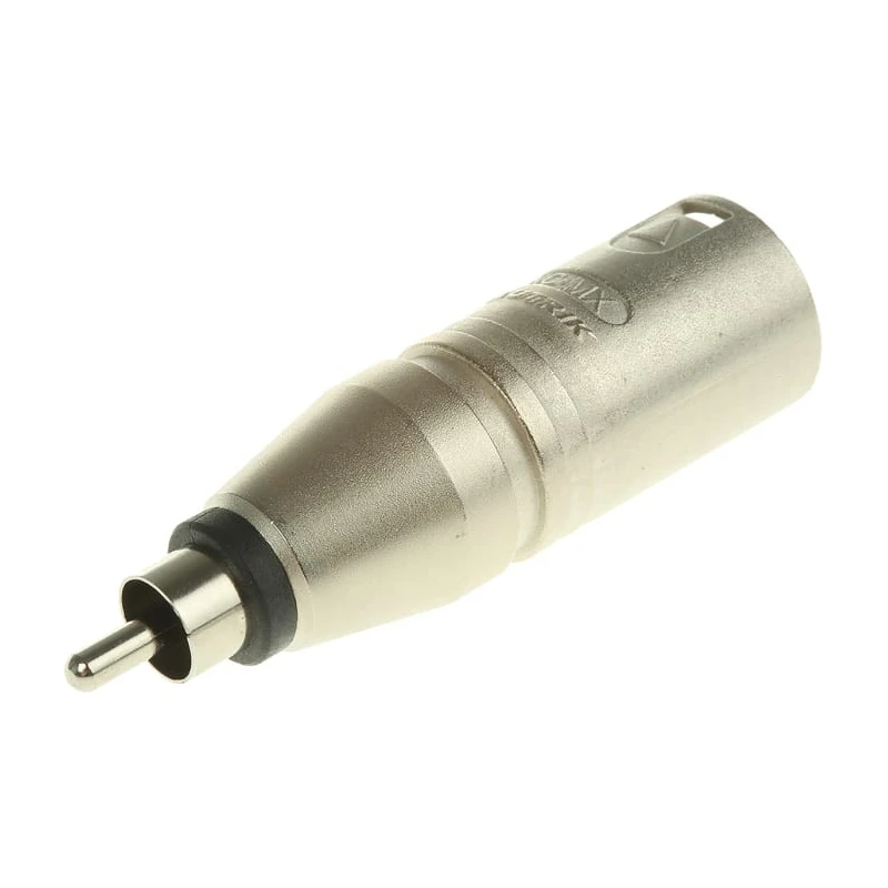 Neutrik AV Adapter Audio Male RCA Straight XLR Connector Zinc Housing Silver NA2MPMM