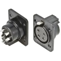 Amphenol Industrial Straight Panel Loudspeaker Connector 4 Way Female Black 20A Solder AP421